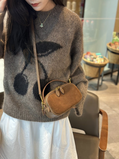 Customizable Matte Cowhide Camera Bag And Bowling Bag, Popular In Europe And America, Premium Leather Boston Bag