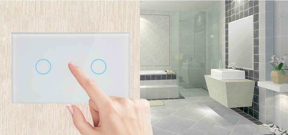 Smart RF Touch Light Switch (2-Gang) – Glass Panel Wall Switch with Remote/App Control