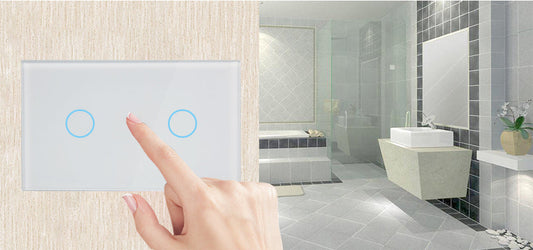 Smart RF Touch Light Switch (2-Gang) – Glass Panel Wall Switch with Remote/App Control