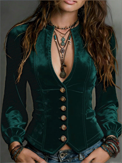 Womens Slim-fit Velvet Short Jacket Vintage And Elegant