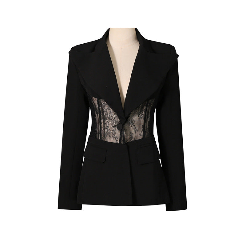Lace Boning Waist-Cinching Blazer For Women