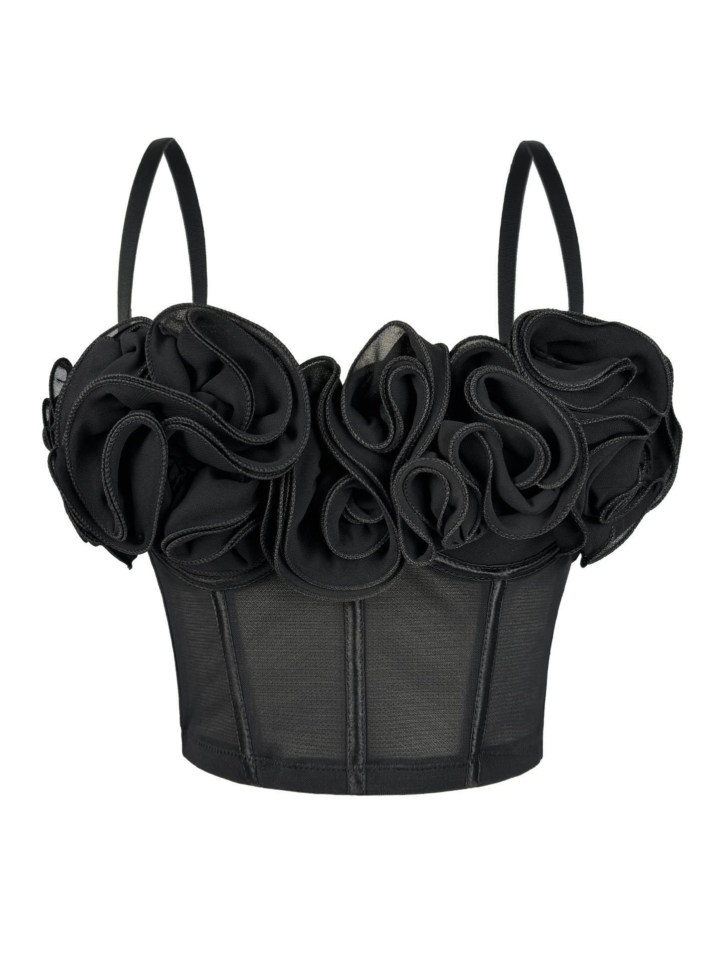 New Three-Dimensional Flower Fishbone Bra Pure Desire Tube Top Mesh Breathable Inner Fishbone Top Sexy Suspender Belt