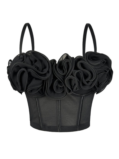 New Three-Dimensional Flower Fishbone Bra Pure Desire Tube Top Mesh Breathable Inner Fishbone Top Sexy Suspender Belt