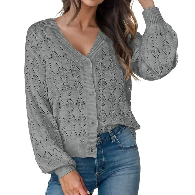 Cross-border Handmade Crocheted V-neck Cardigan Sweater Retro Lace Shawl Jacket OEM Custom Multiple Colors Available