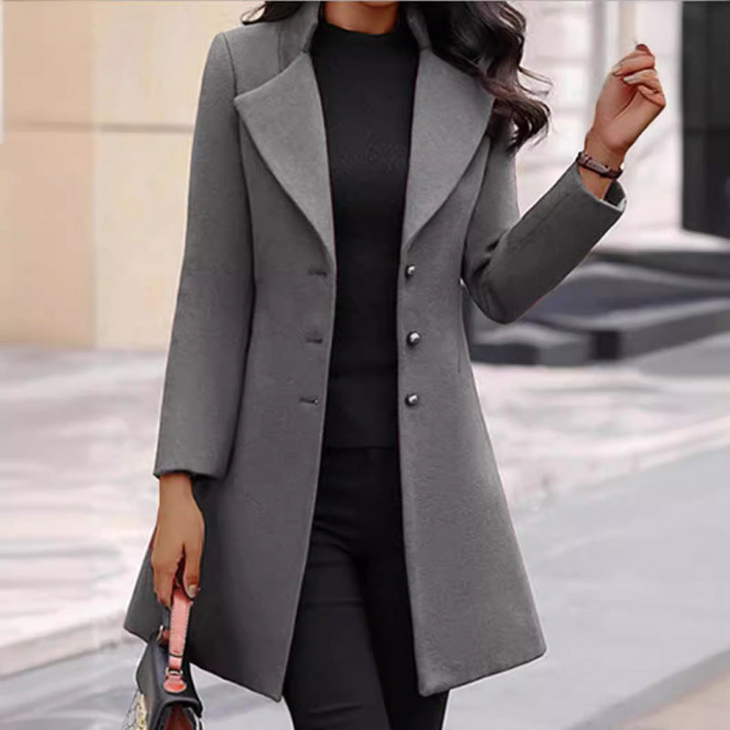 Women's Winter Wool Coat - Classic Warm Long Overcoat for Cold Weather