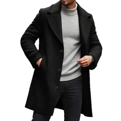 Trench Coat Notched Lapel Slim-fit Overcoat Elegant And Sophisticated Solid-color Trench