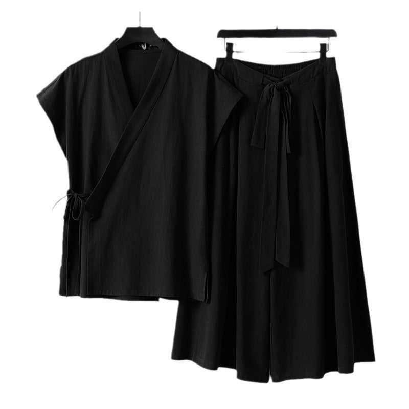 Two-piece Tang Suit For Men Summer Waistcoat In Chinese Style