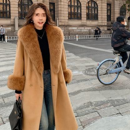 Womens Fallwinter Mid-length Blazer Wool Trench Coat