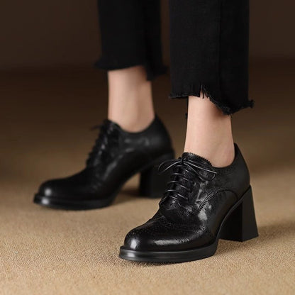 New Autumn British-Style Round-Toe Chunky-Heel Pumps For Women