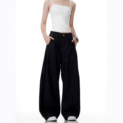 Trendy Solid-color Bootcut Jeans Relaxed Fit For Spring And Autumn