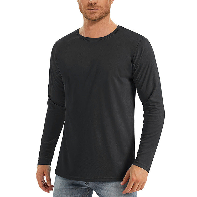 Men Solid Color Crew Neck Sun Protection Long Sleeve Shirts Uv Protection Breathable Running Athletic Base Layer Casual Tops For Spring Summer