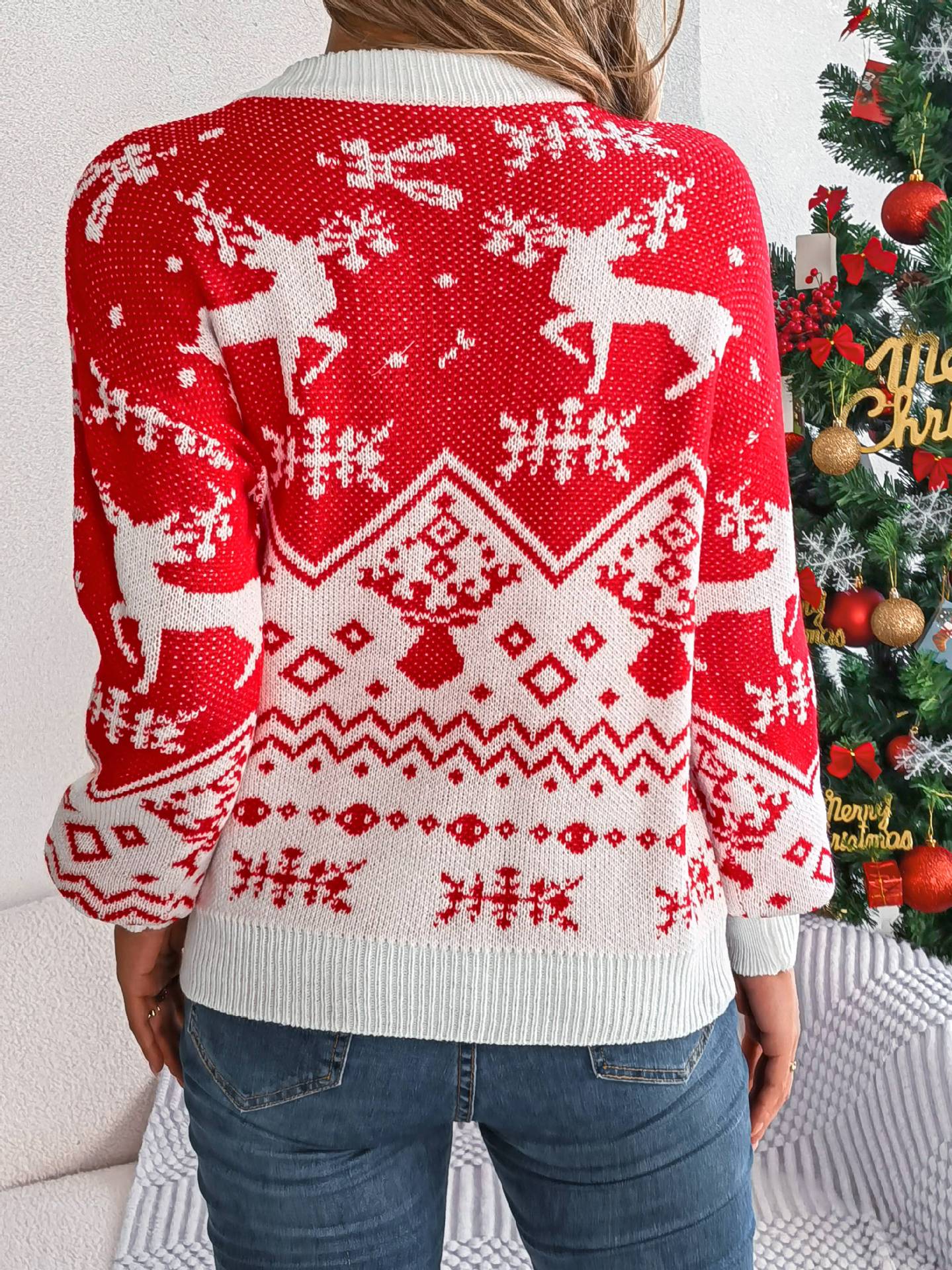 2025 Deer Pattern Hoodie, Women's Christmas Sweater