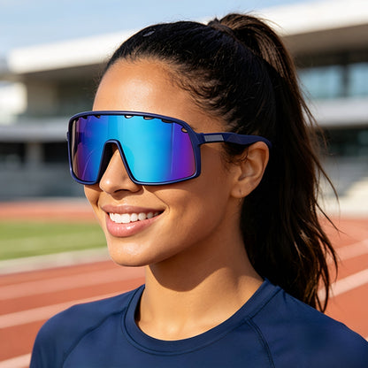 New Colorful Bicycle Windproof Cycling Sunglasses One-Piece Women's Sunglasses European And American Fashion Sports Sunglasses