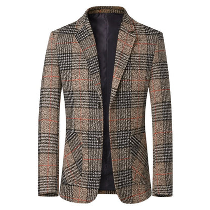 Mid-age Mens Suit Dad-style Casual Single-breasted Blazer