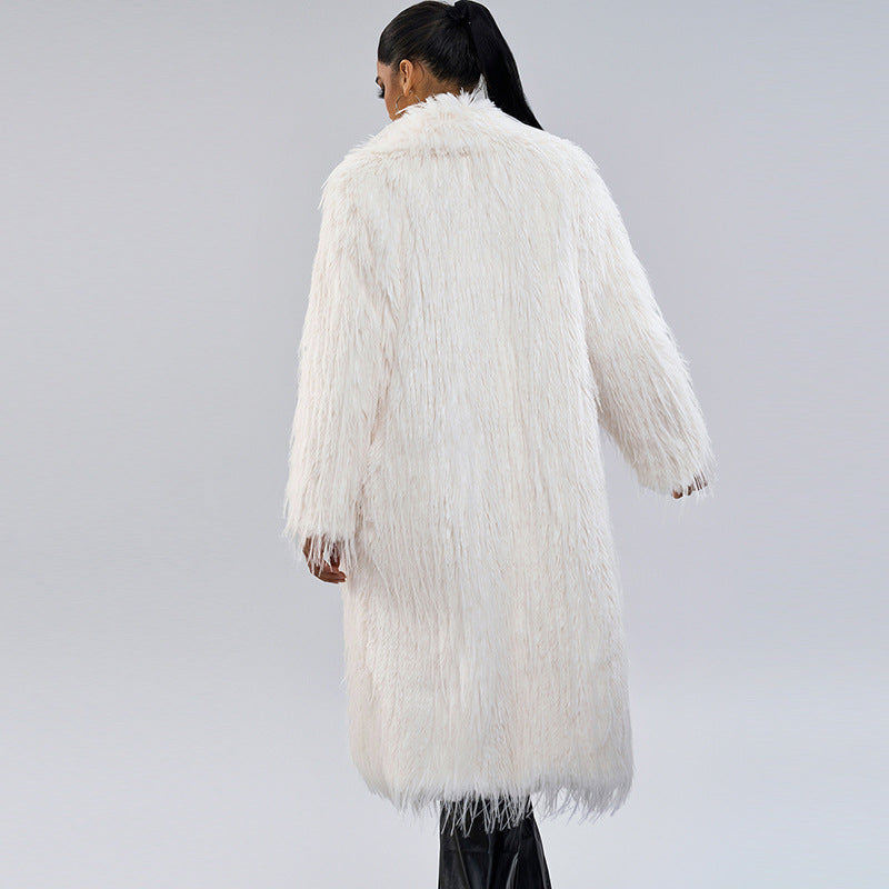 Collar Artificial Fur Top  Fur Coat Long style temperament for commuting