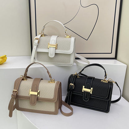 High-end Textured Contrast-color Small Versatile Crossbody Fashionable Petite Tote Bag