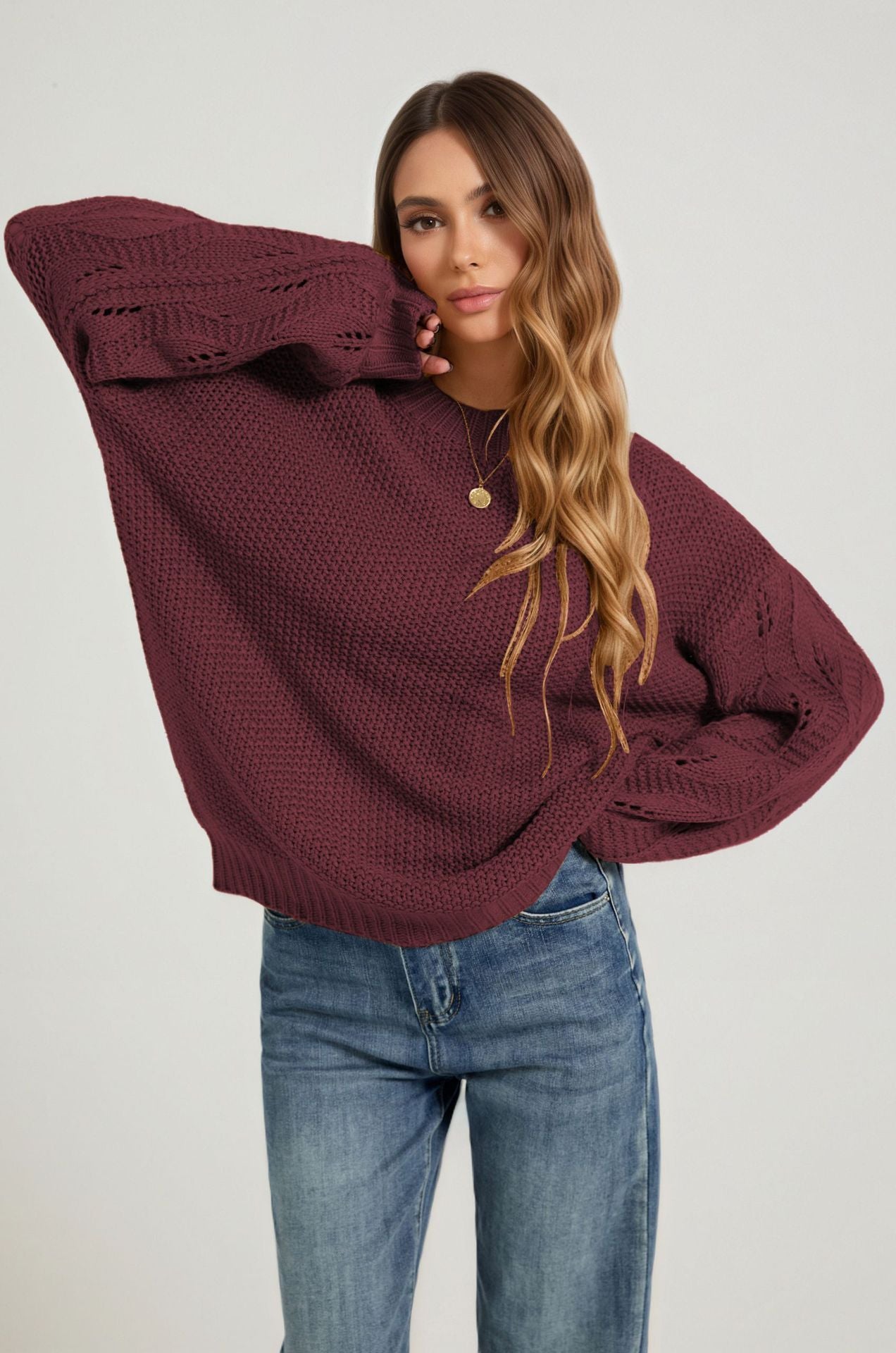 Arrival Womens Solid-color Pullover Sweater