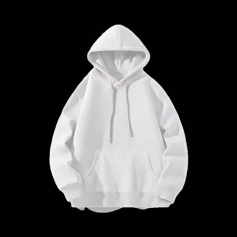 2026 New Black And White Hooded Sweatshirt, Simple Solid Color Basic Men's Loose All-Match Casual Sweatshirt