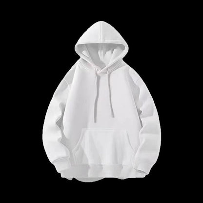 2026 New Black And White Hooded Sweatshirt, Simple Solid Color Basic Men's Loose All-Match Casual Sweatshirt