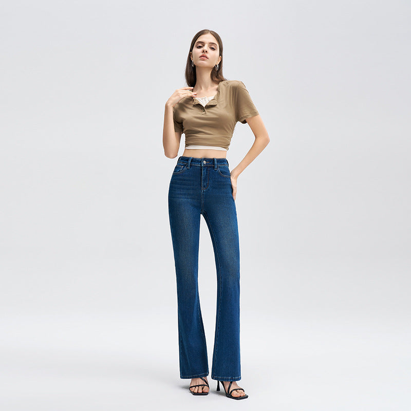 New Style Womens Blue Bell-bottom Pants