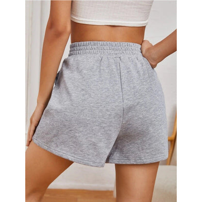 Women's Five-pocket Pants - Simple Solid Color Elastic Waist Wide-leg Solid Color Sports Shorts, With A Drawstring Design, Shaping The Figure And Making It Look Slimmer.