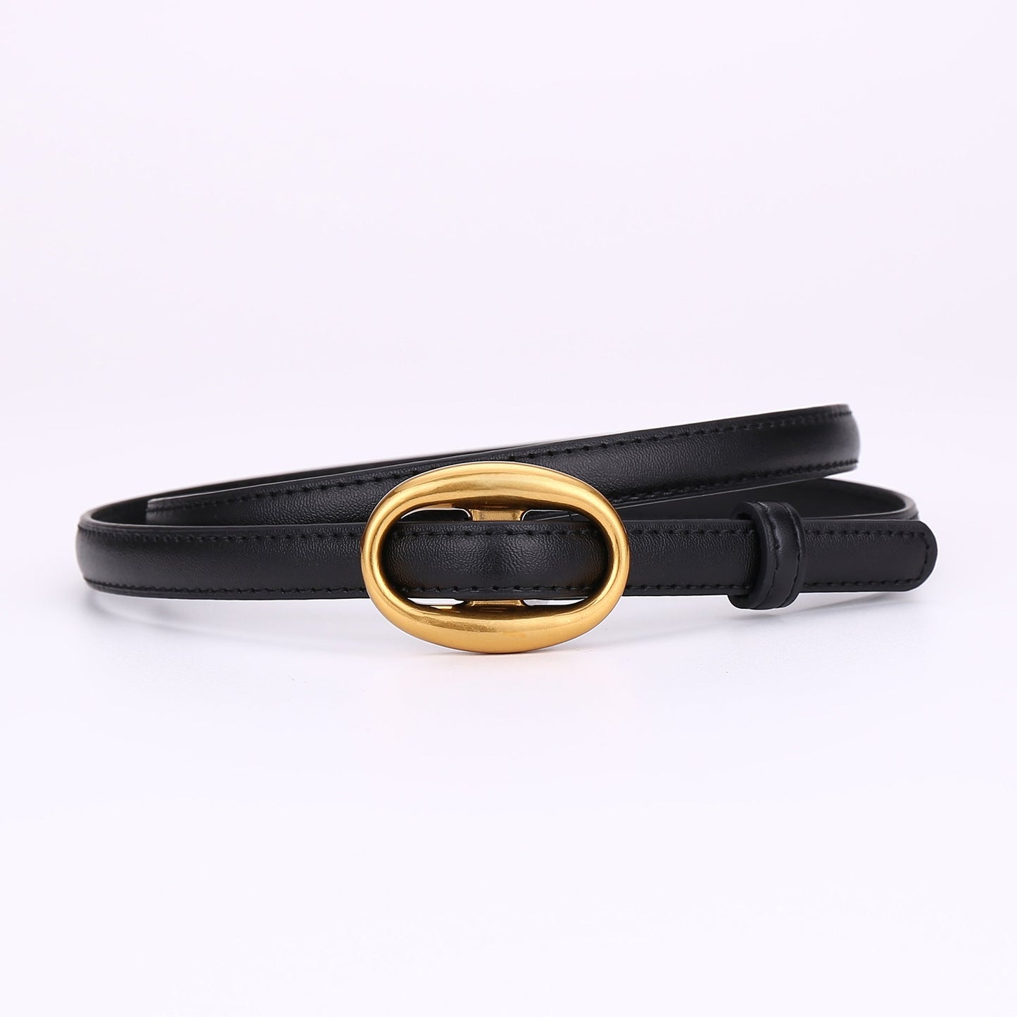 Womens Leather Belt With A Slim Waistband, Made From Smooth Leather And Featuring No Pre-punched Holes