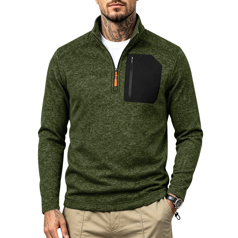 Fleece-lined Half-zip Casual Thermal Hoodie