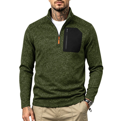 Fleece-lined Half-zip Casual Thermal Hoodie