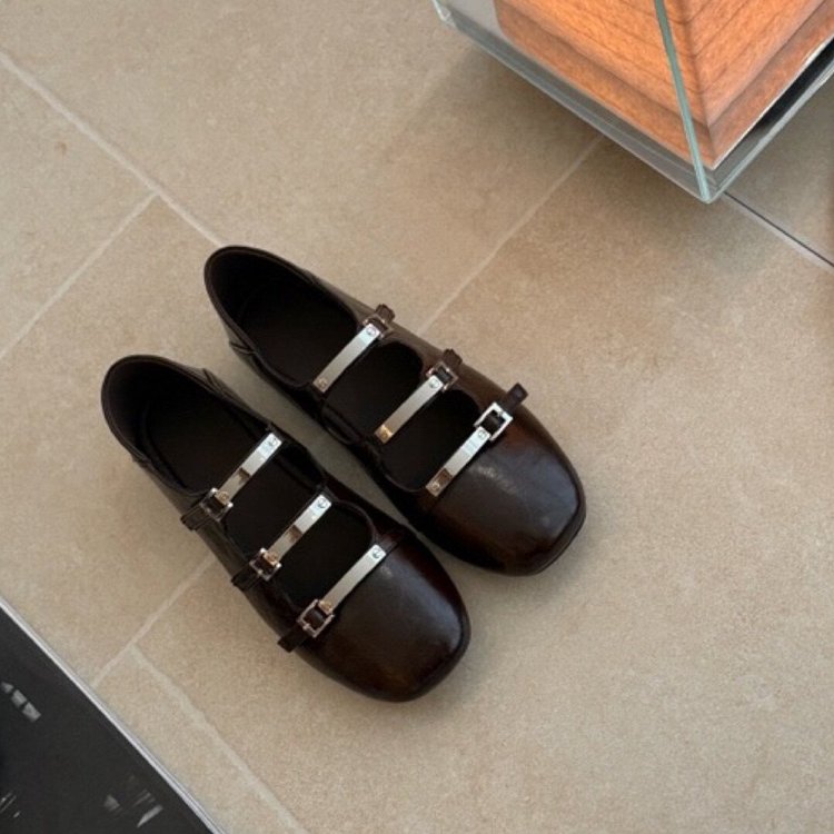Retro Mary Jane Shoes, Shallow Mouth Single Shoe, Flat Bottomed Small Leather Shoes
