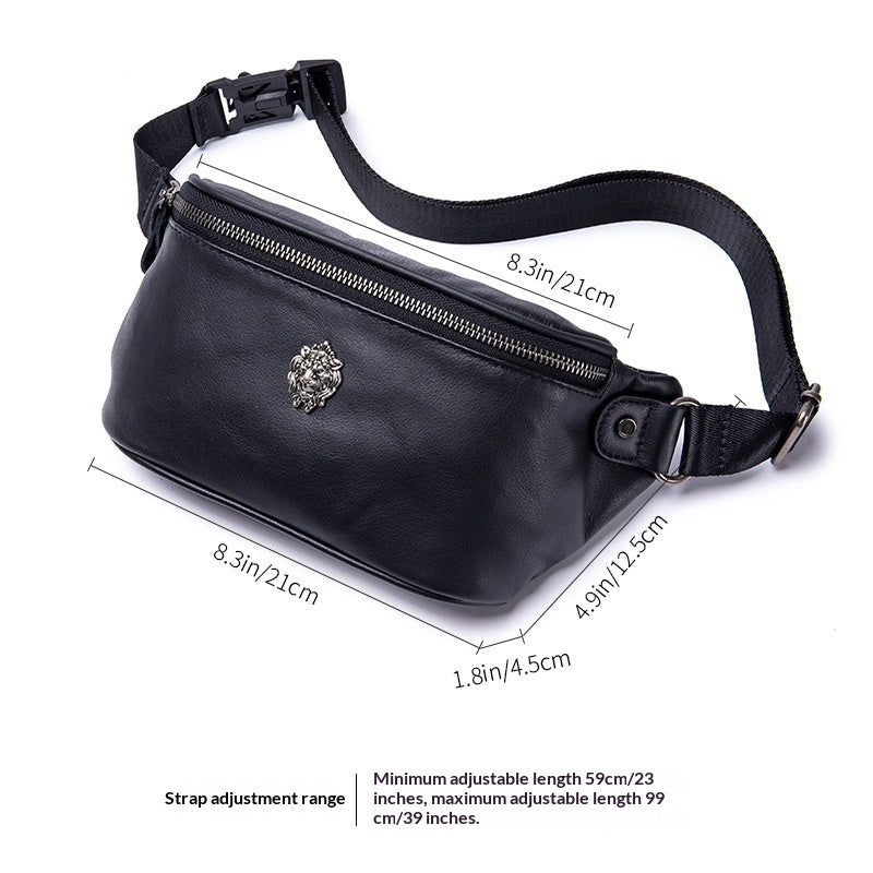 First-layer Cowhide Waist Bag Multi-functional Sports Genuine Leather Crossbody Chest Pack