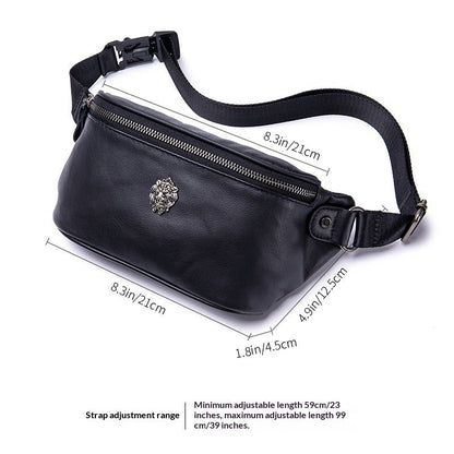 First-layer Cowhide Waist Bag Multi-functional Sports Genuine Leather Crossbody Chest Pack