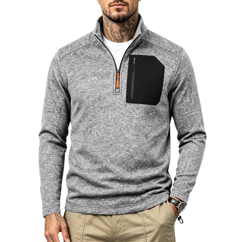Fleece-lined Half-zip Casual Thermal Hoodie