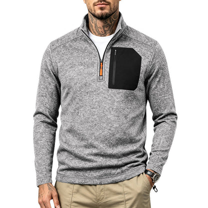 Fleece-lined Half-zip Casual Thermal Hoodie