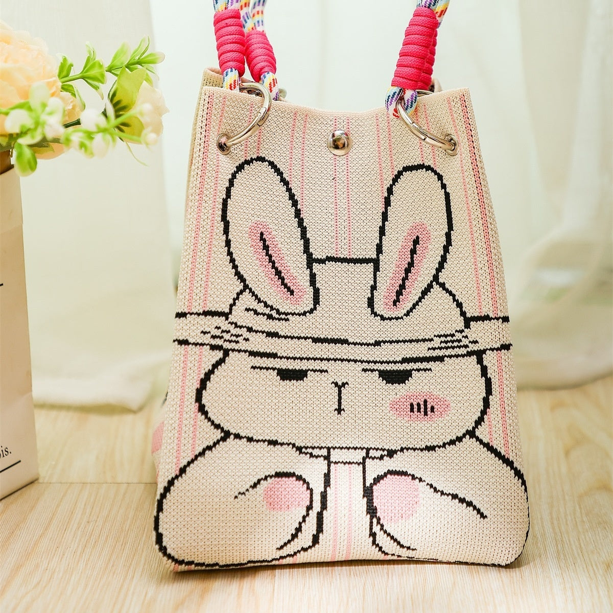 Knitted Tote Bag Commuter-friendly Handbag Simple Style