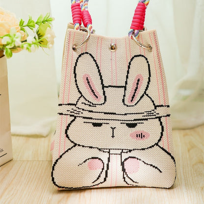 Knitted Tote Bag Commuter-friendly Handbag Simple Style