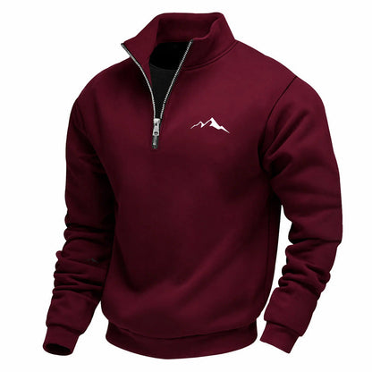 Mid-length Loose-fit Zip-up Casual Hoodie With A Stand-up Collar And Hood