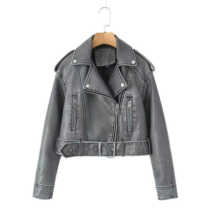 Bestselling Street-style Retro Turn-down Collar Loose Washed Jacket