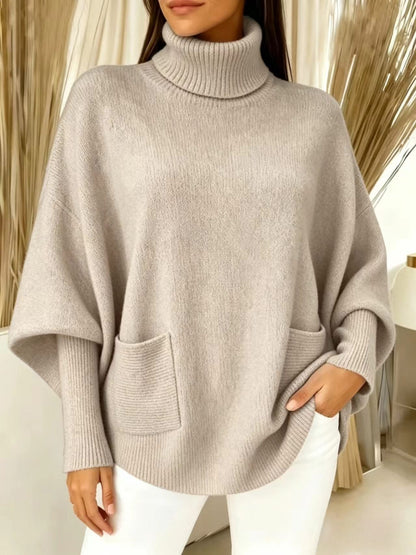 Fashionable Solid-Color Long-Sleeve Turtleneck Sweater For Women