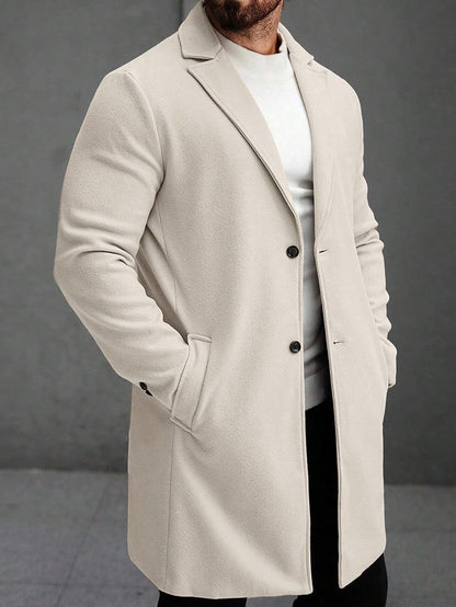 Solid-color Wool Mid-length Coat