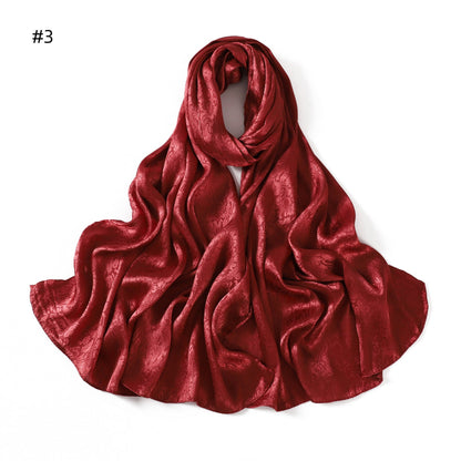 Womens Satin Patterned Jacquard Headscarf