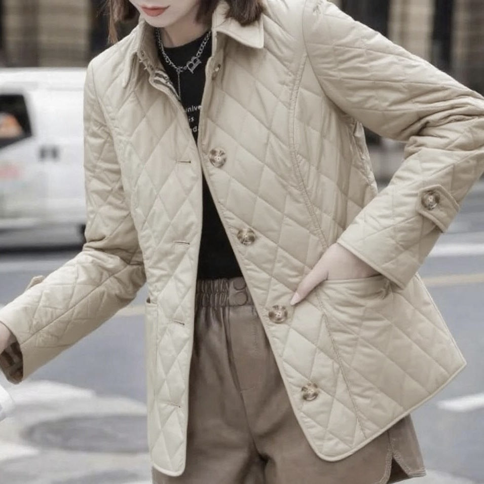 Women's Slim-Fit Diamond-Quilted Cotton Padded Jacket