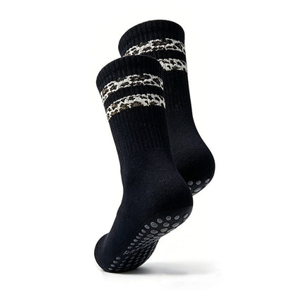 Striped Leopard-print Floor Socks For Women