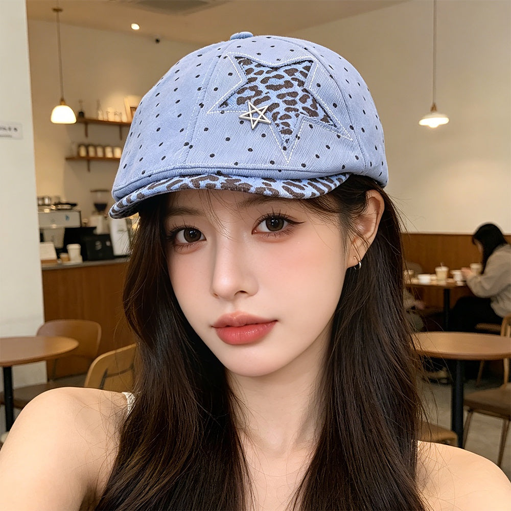American Retro Leopard Print Polka Dot Star Patchwork Baseball Cap - Trendy, Fashionable, Stylish, And Unique Chick Style Cowboy Hat