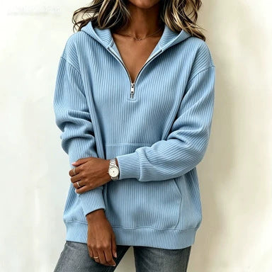 Half-zip Hoodie Laid-back Casual Long-sleeve Sweatshirt