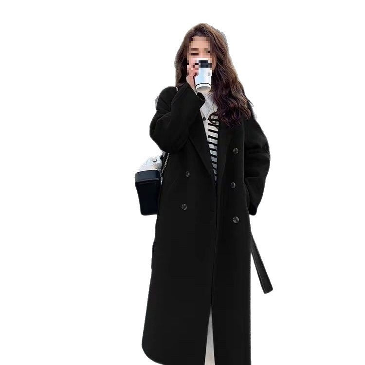 Womens Fallwinter Mid-length Blazer Wool Trench Coat