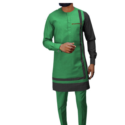 African Ethnic Printing Batik Cotton Men's Suit