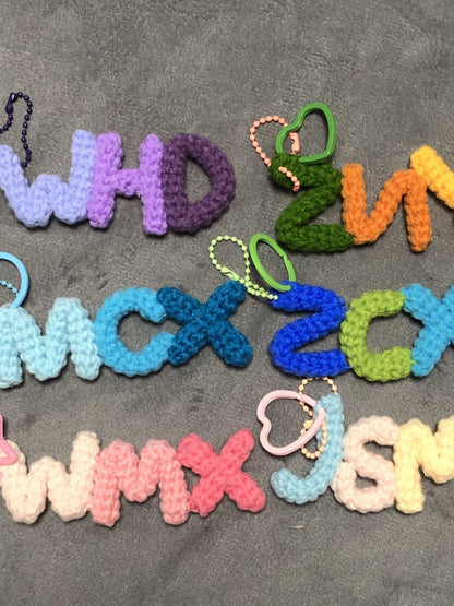 Wool Crochet Letter Pendant Keychain Kit