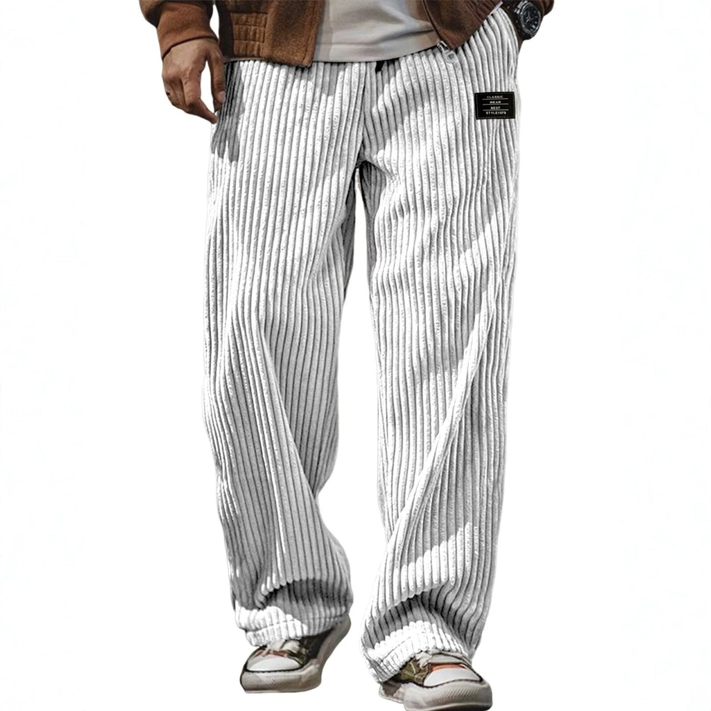 Pocket-embroidered Black-label Loose Straight-leg Casual Pants