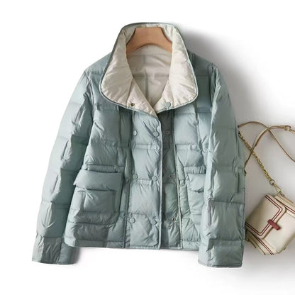Womens Sophisticated Double-sided Stylish Collar Jacket With A Stand-up Collar