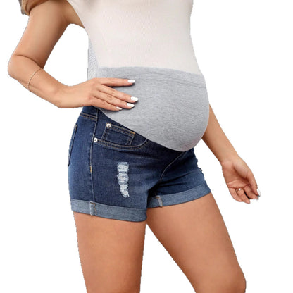 Mid-rise Stretchy Distressed Denim Shorts
